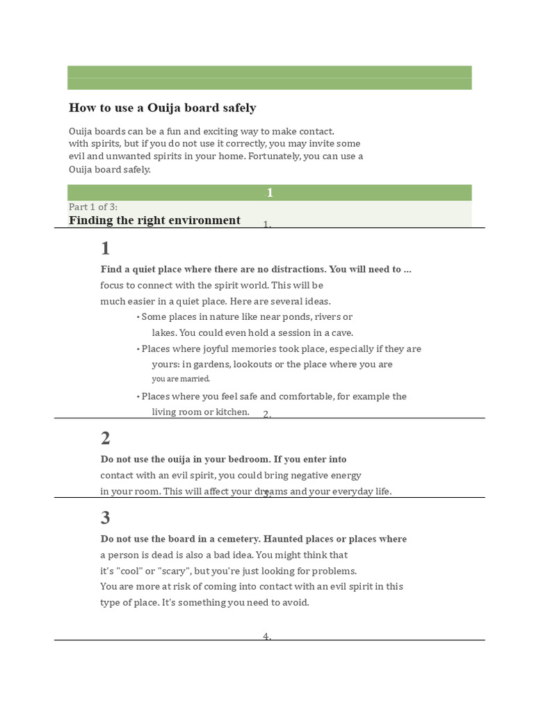 Safe Ouija Board Usage Tips | PDF - Scribd