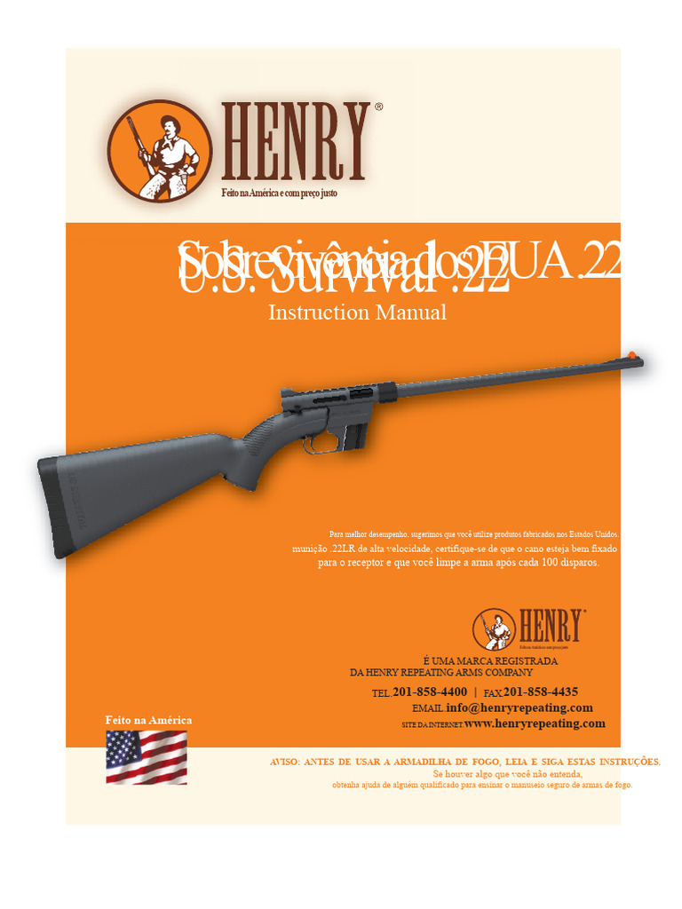 Manual de Instruções do Rifle Henry .22 | PDF | Munição | Armas de fogo