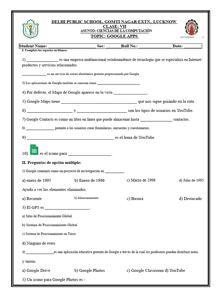 Hoja de Trabajo de Clase 7 GOOGLE APP | PDF | Software | Informática
