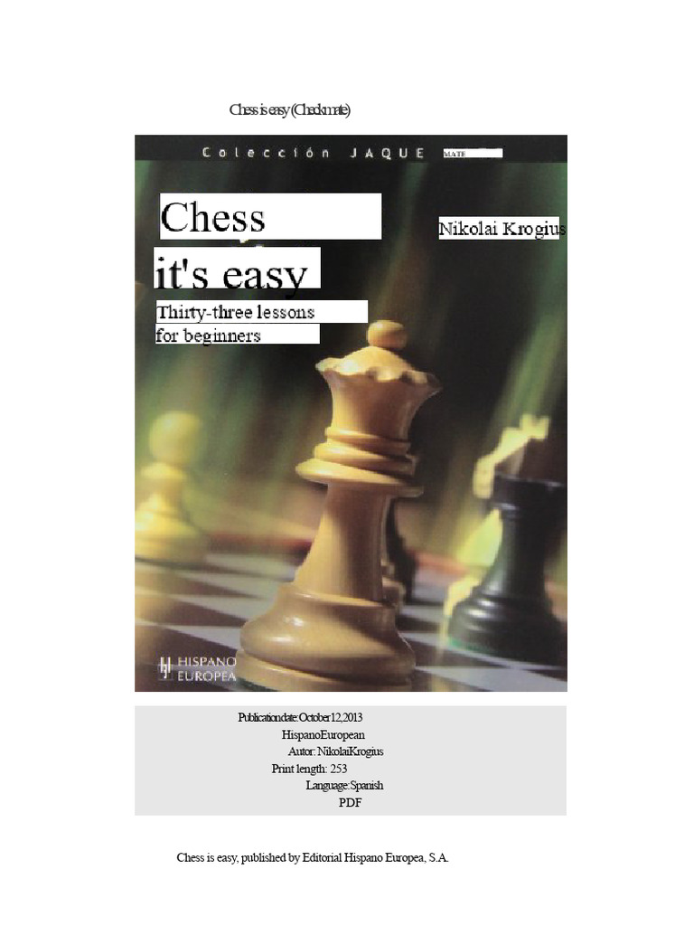 Fdocuments - Co - Chess Is Easy Checkmate Mate Nikolai Krogius C Ole C ...