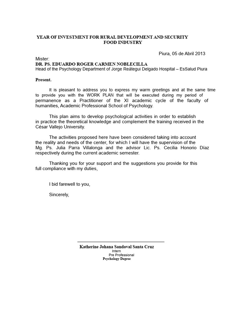 Example of Work Plan Letter | PDF