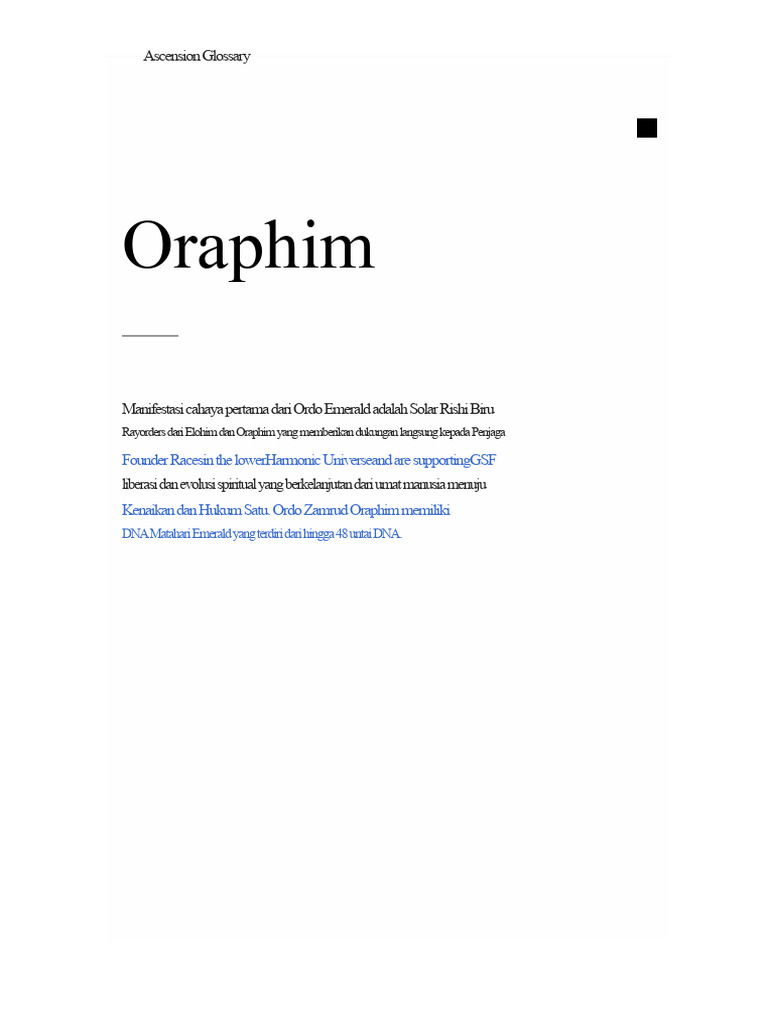 Glosarium Oraphim dan Kenaikan Spiritual | PDF