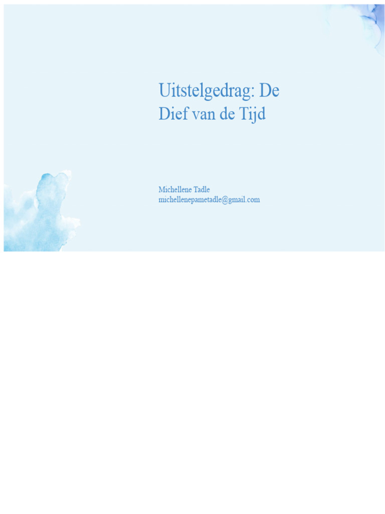 Uitstelgedrag: de Dief Van Tijd | PDF