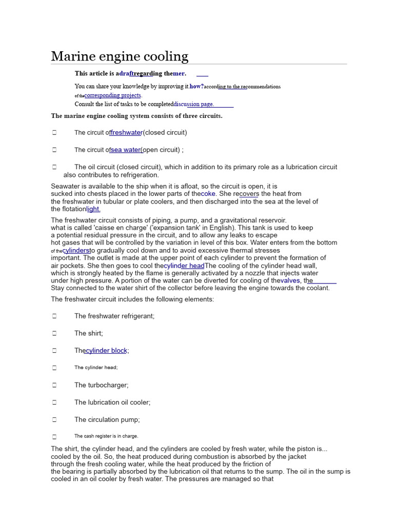 Marine Engine Cooling Pdf Water Engines