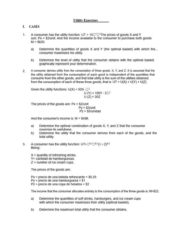 Consumer Utility Maximization Exercises | PDF | Utility | Demand