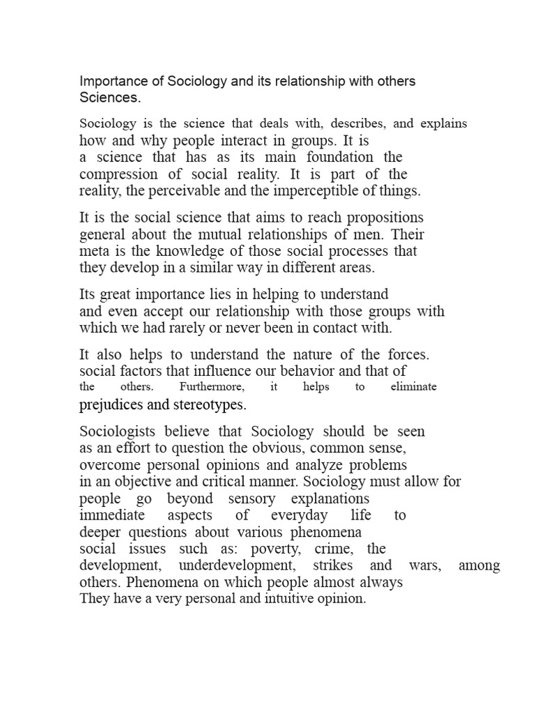 Understanding Sociology's Importance | PDF | Sociology | Social Sciences