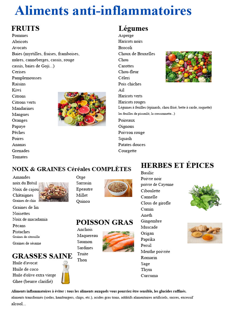 Liste d'aliments anti-inflammatoires | PDF | Légumes | Épice