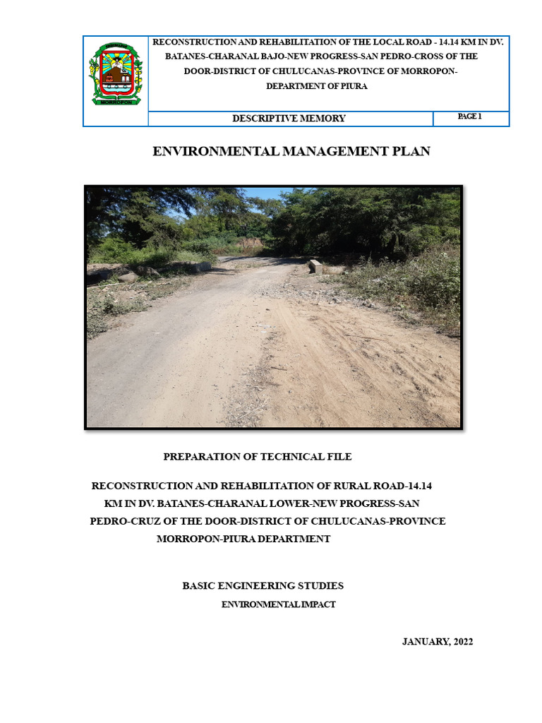 Environmental Plan for Rural Road Rehab | PDF | Waste | Effluent