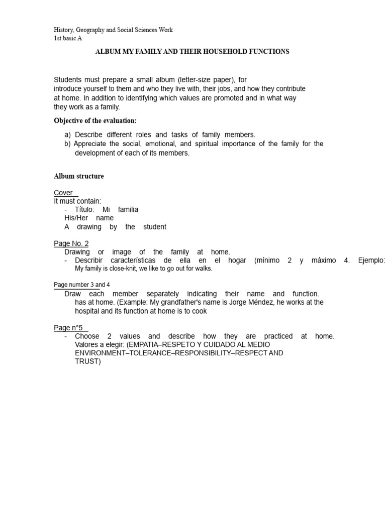 Family Roles and Values Album Project | PDF