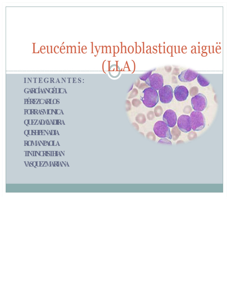 Comprendre la leucémie lymphoblastique aiguë PDF Leucémie Noyau — free download