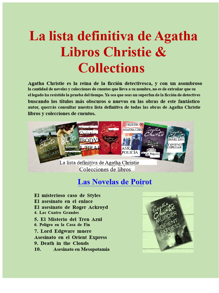 Lista completa de obras de Agatha Christie | PDF | Poirot Hercule ...