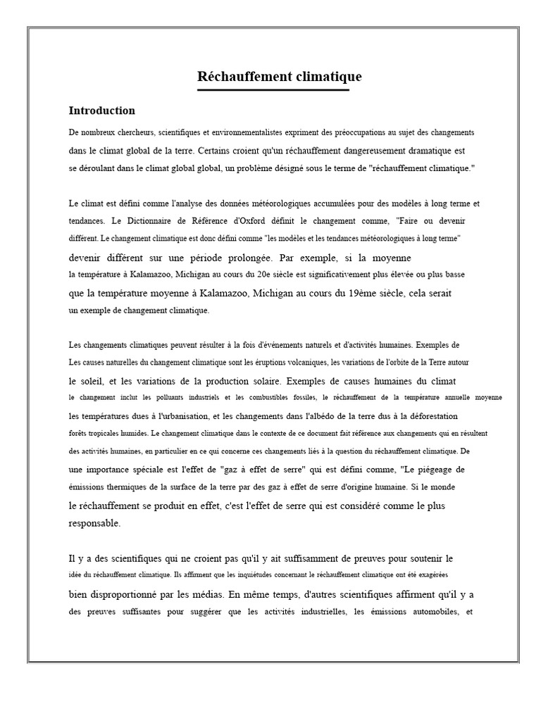 Causes et impacts du réchauffement climatique | PDF | Changement ...