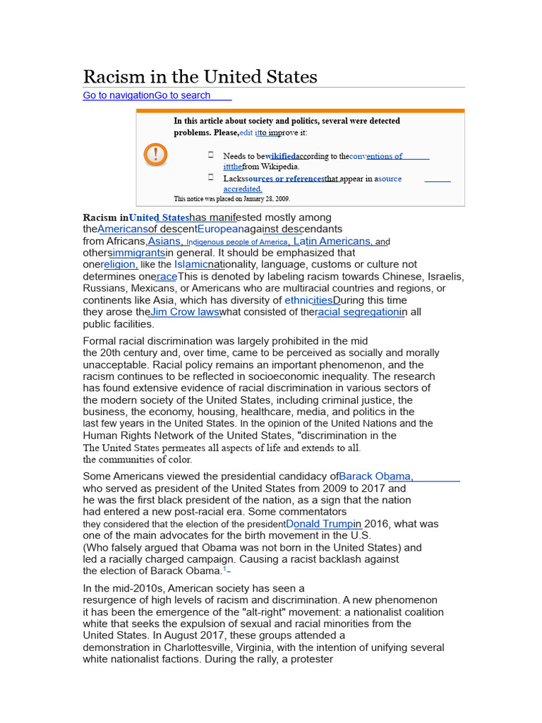 Understanding Racism in the U.S. | PDF | United States Declaration Of ...