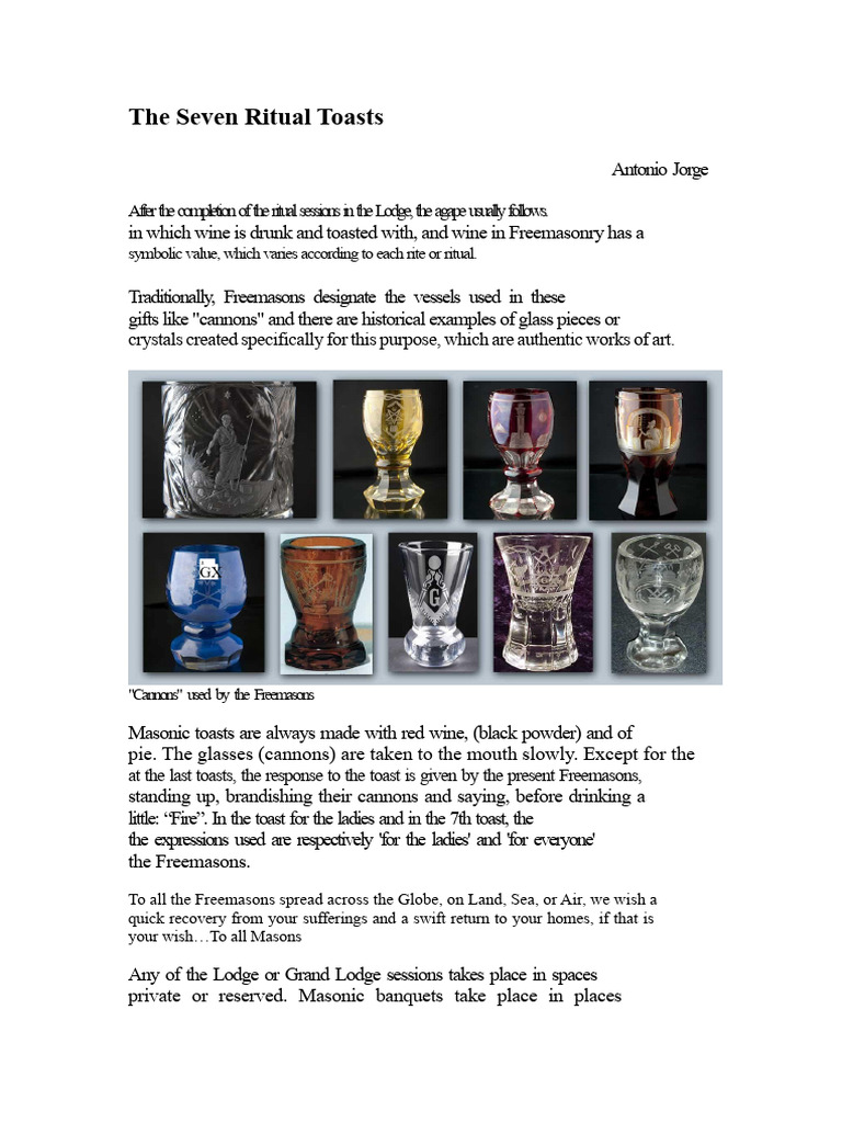 The Seven Ritual Toasts | PDF | Freemasonry | Masonic Lodge