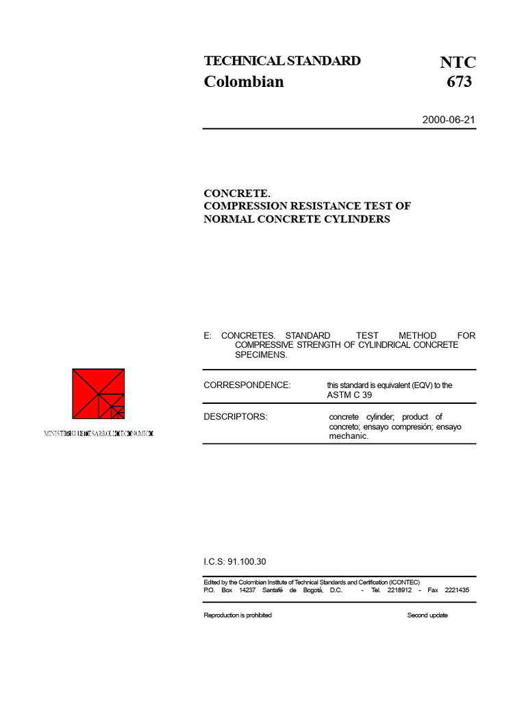 NTC 673 Compression Resistance of Cylinders | PDF | Sphere | Concrete