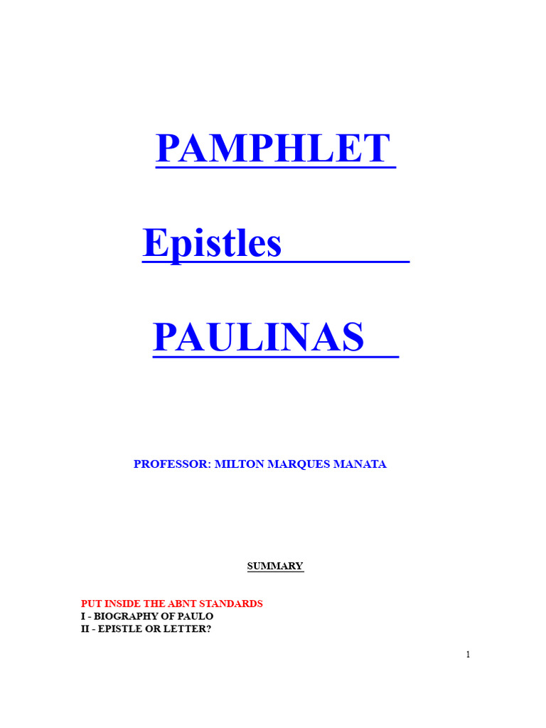 Biography and Epistles of Paul | PDF | Paul The Apostle | Epistle