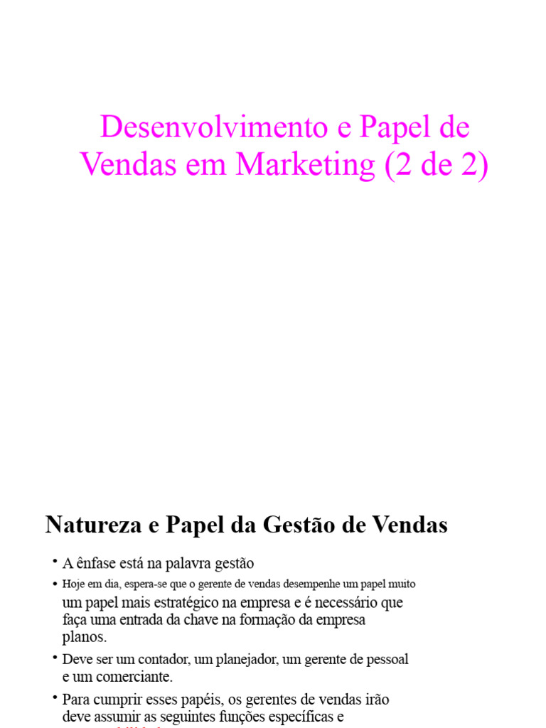 Gestão de Vendas e Marketing Estratégico | PDF | Marketing | Vida