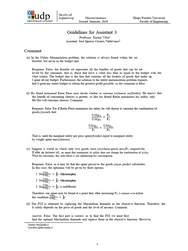 01 Utility Maximization Exercise | PDF | Utility | Microeconomics