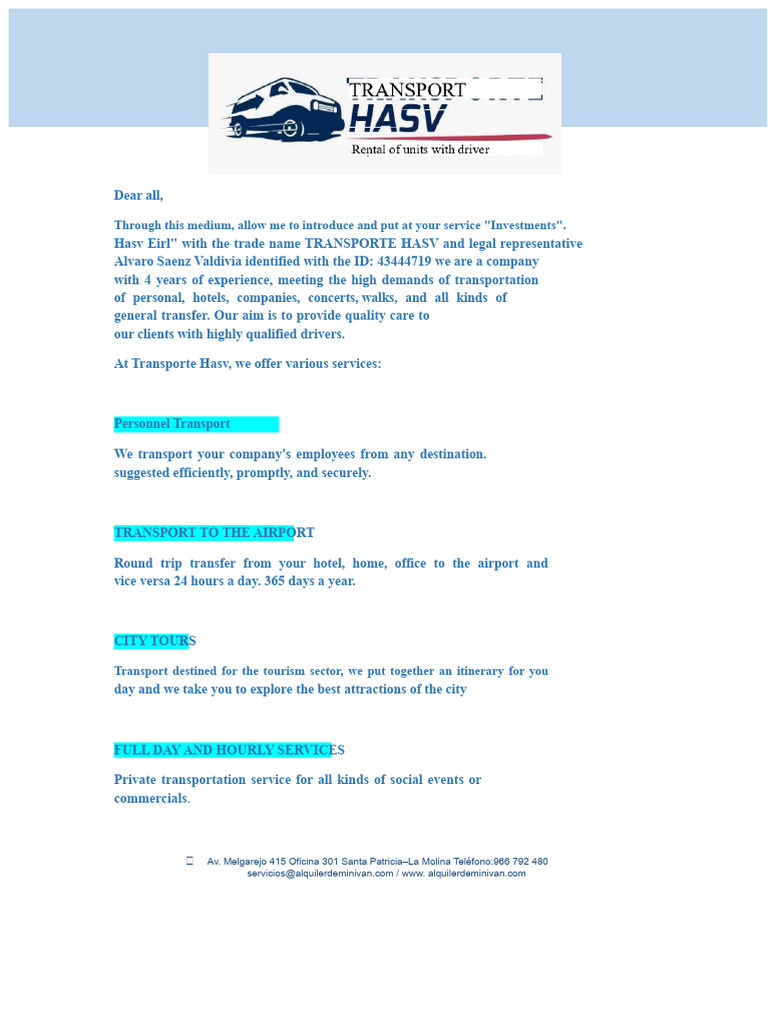 Professional Transportation Services | PDF