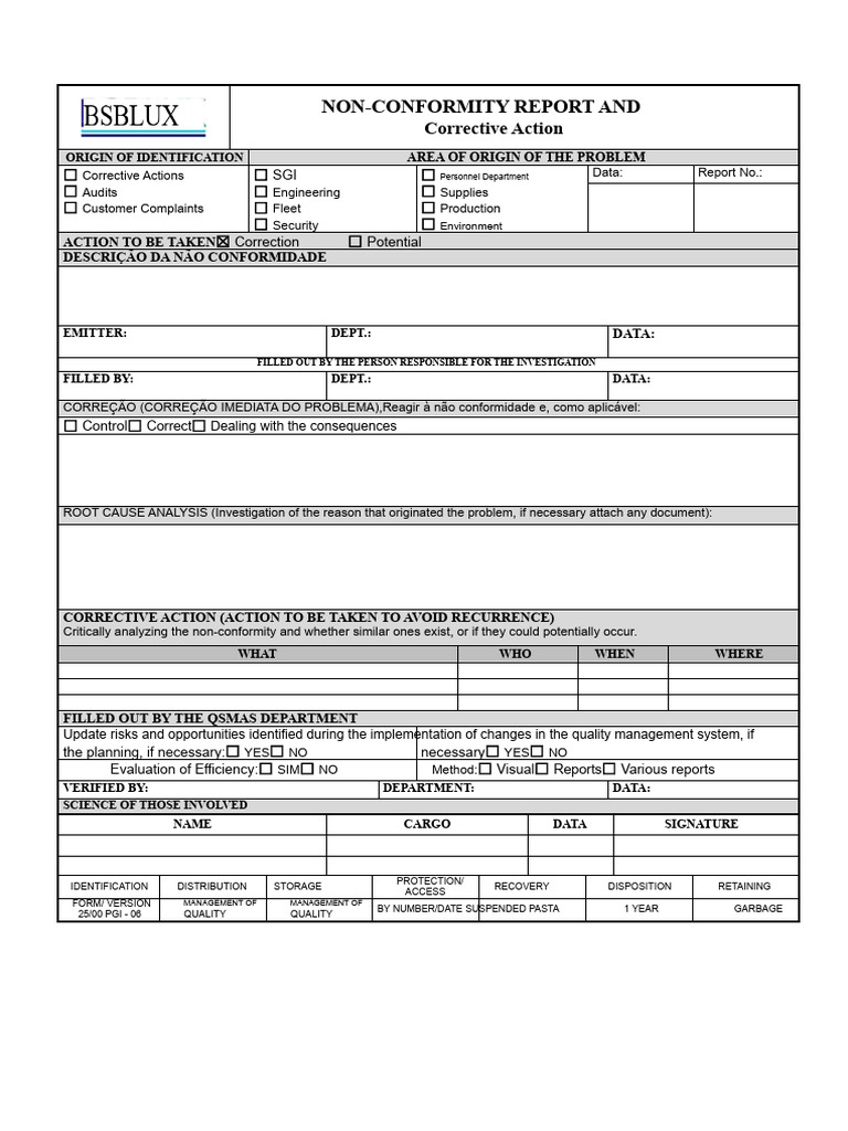 Form 25 Non-Conformity Report | PDF