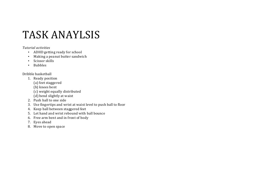 Task Anaylsis: Tutorial Activities | PDF