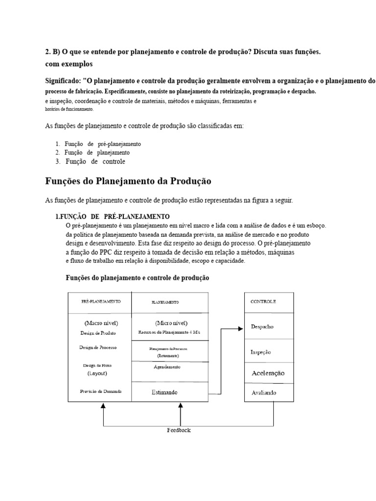Funções do Planejamento e Controle de Produção | PDF | Planejamento | Tempo