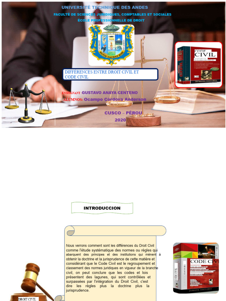 Différences entre Droit Civil et Code Civil | PDF | Loi | Codification ...