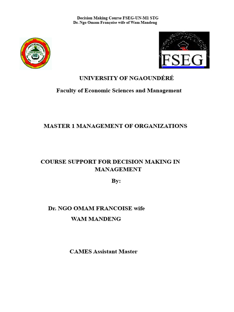 Decision Making in Management Course | PDF | Decision Making | Rationality