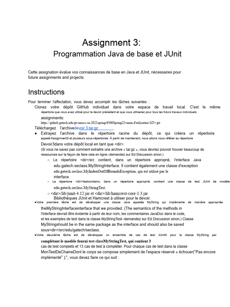 Java et JUnit : Devoir 3 Guide | PDF | Java (Langage de programmation ...