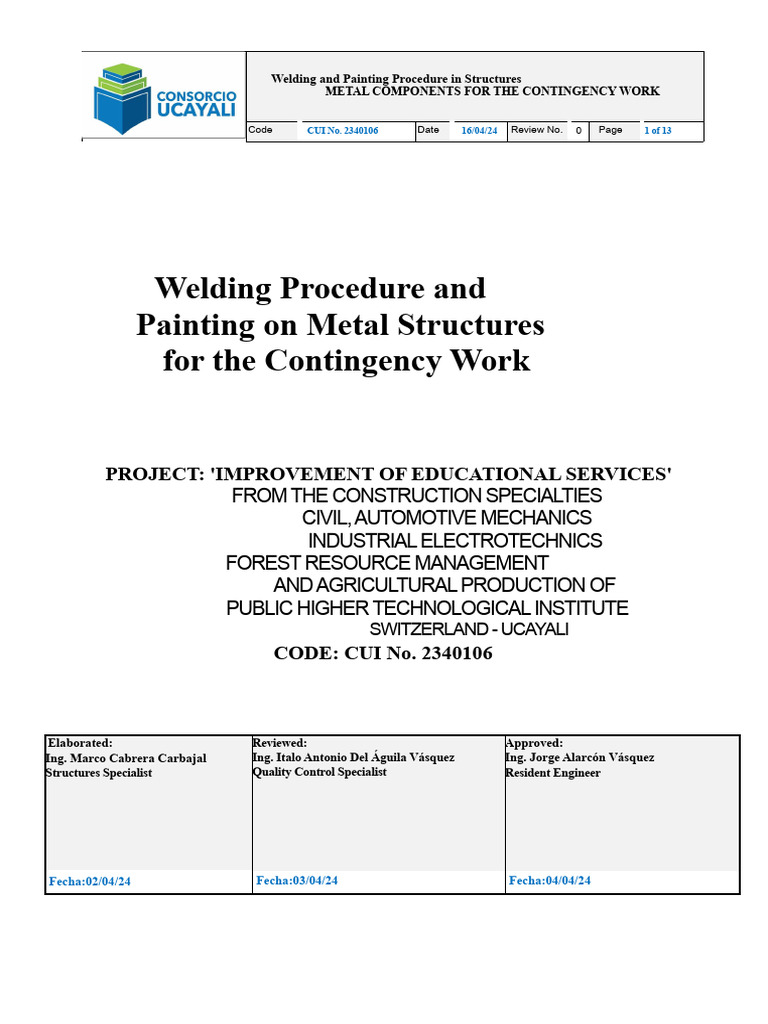 Welding and Painting Procedures Guide | PDF | Welding | Construction