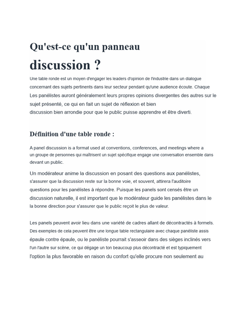 Guide pratique pour une table ronde réussie | PDF