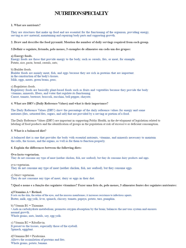 Essential Nutrients and Diet Types Guide | PDF | Foods | Whole Grain