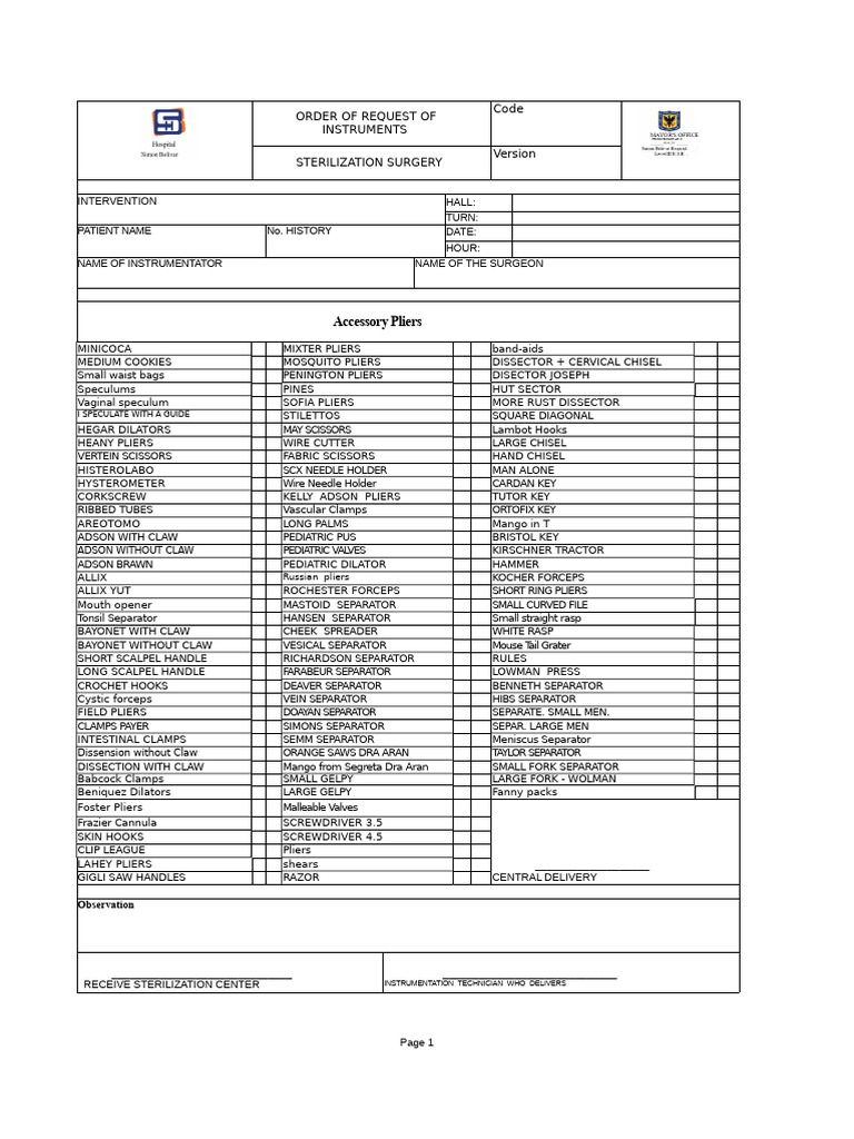 CRG-FO-310-016 Request Order For Instruments v0 | PDF | Ophthalmology ...