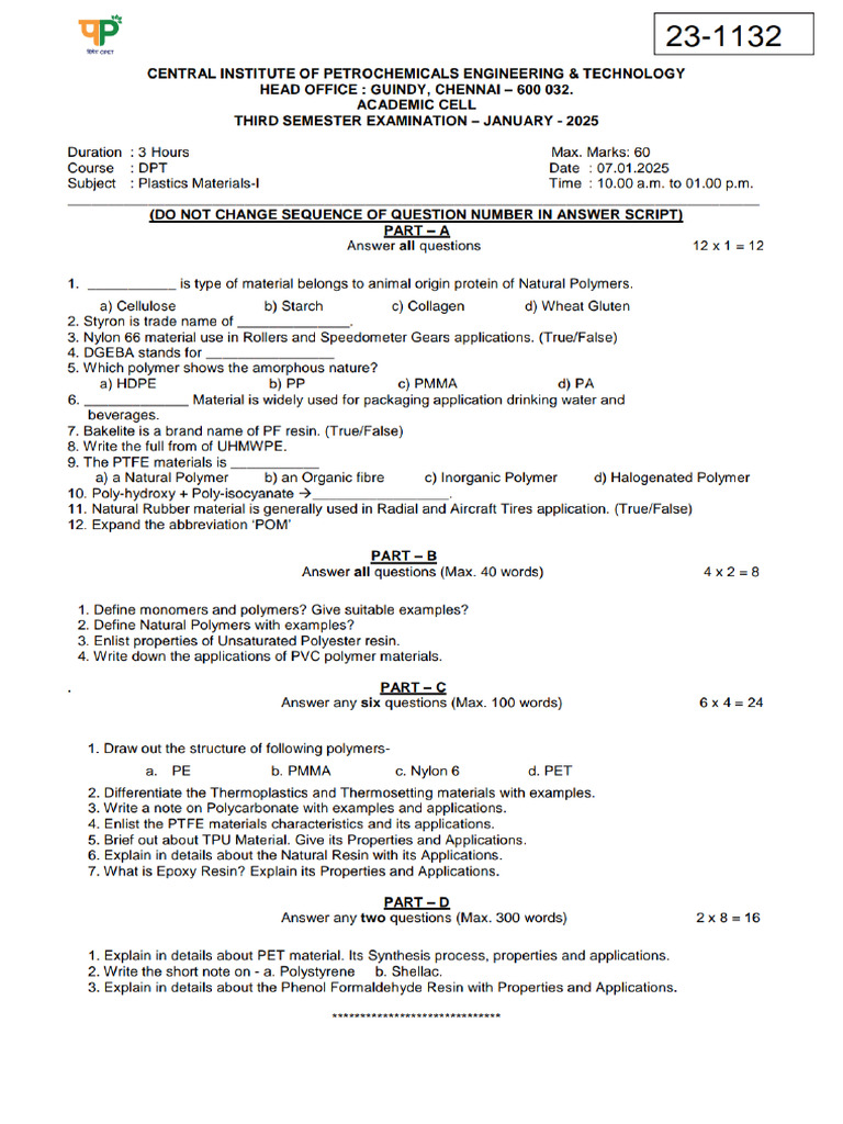 Plastic Material 1 PYQ | PDF