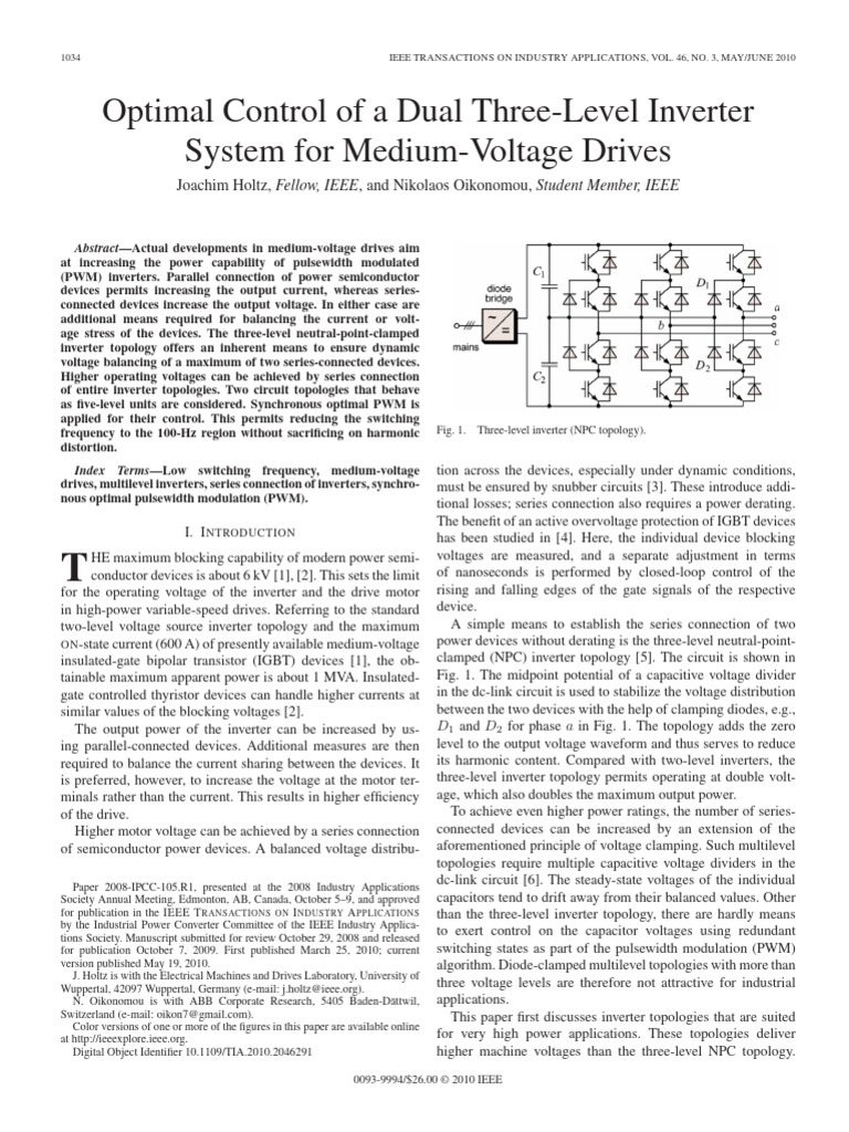 Optimal Control of Dual Inverter Systems | PDF | Power Inverter ...