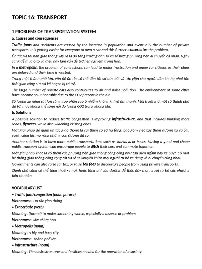 Topic 16 - Transport | PDF