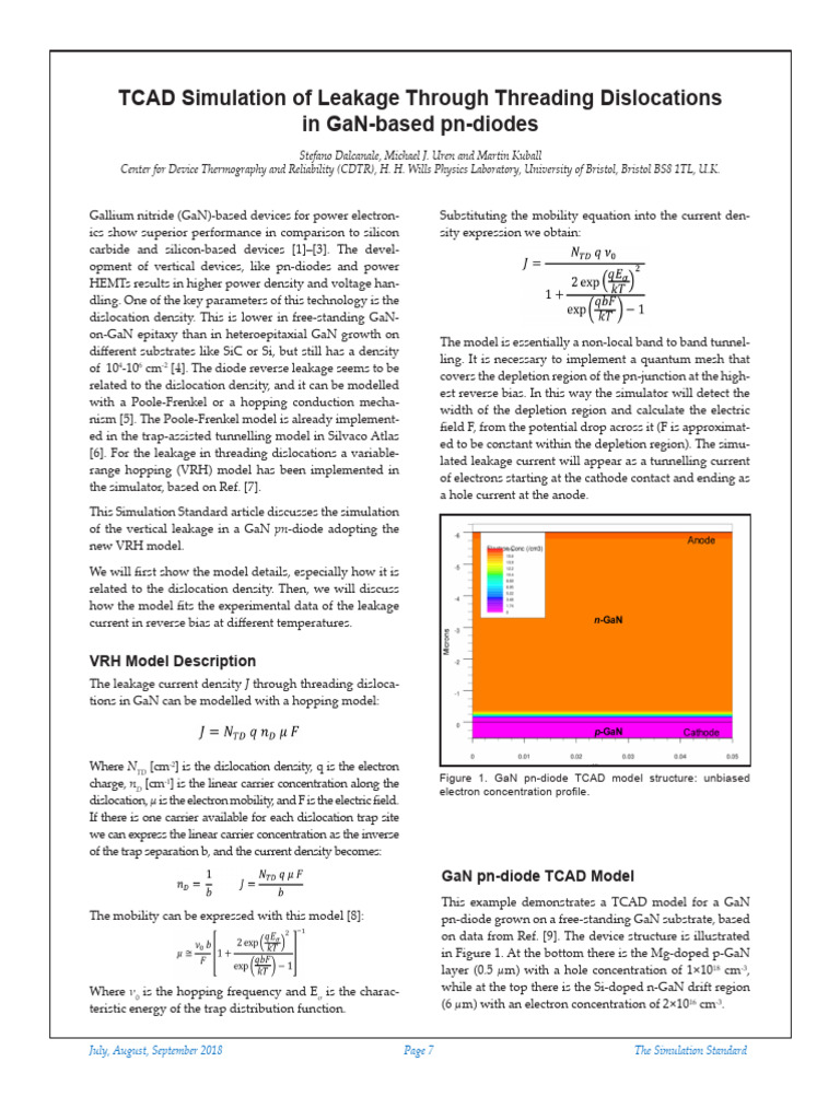TCAD Simulation of GaN pn-Diode Leakage | PDF | Electromagnetism ...