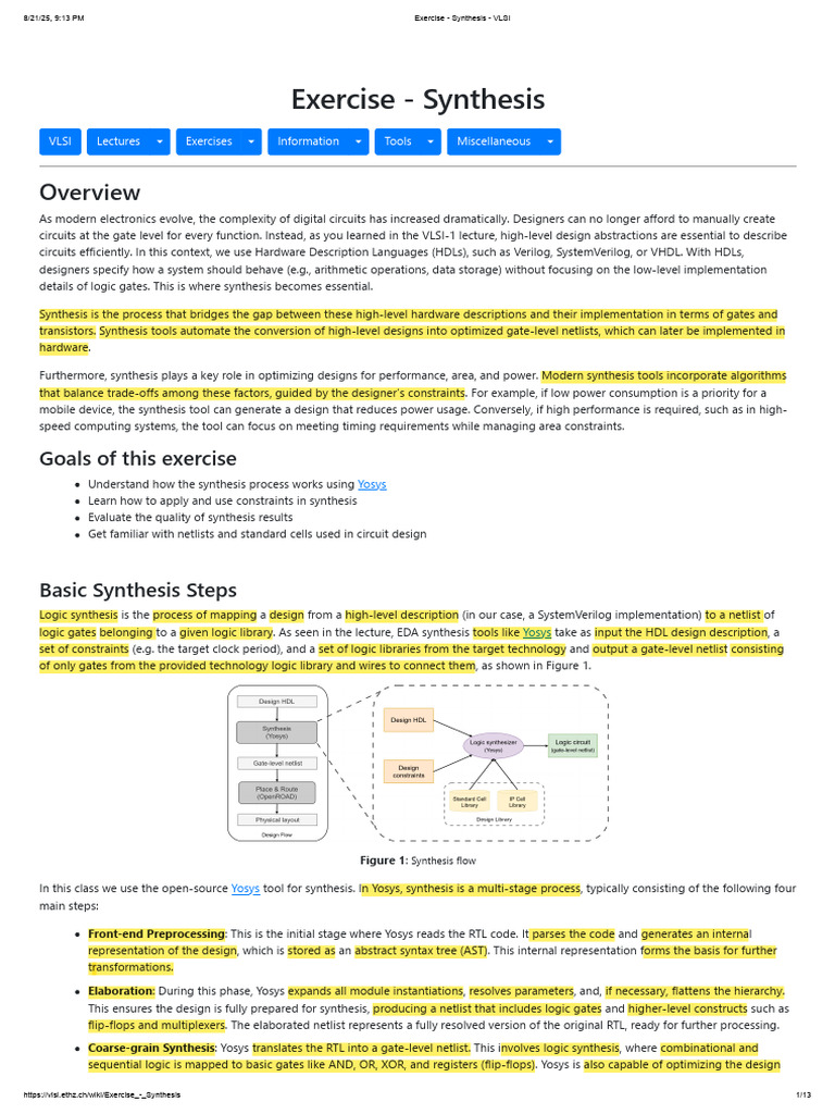 Synthesis Exercise with Yosys Guide | PDF | Logic Synthesis | Hardware ...