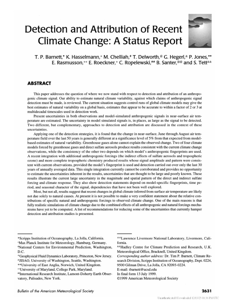 Climate Change Detection and Attribution Report | PDF | Climate ...