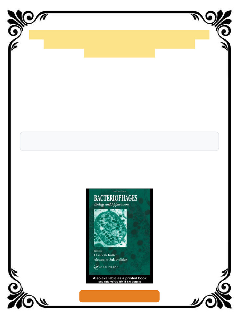 Bacteriophages Biology and Applications 1st Edition Elizabeth Kutter ...