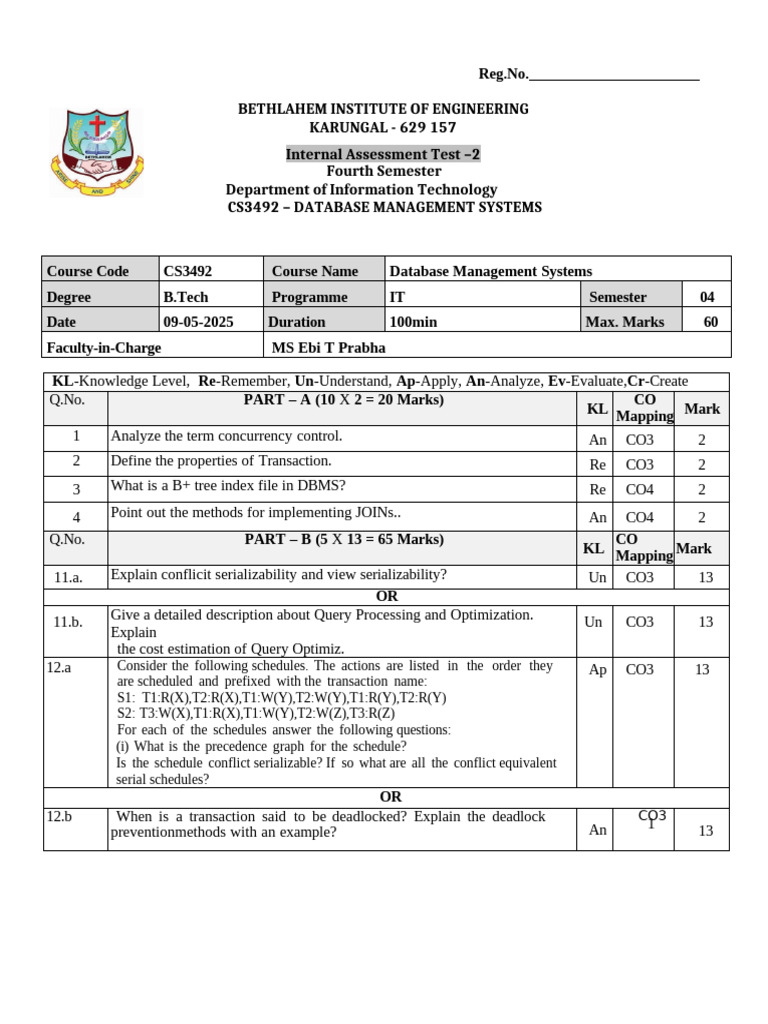 Database Management Systems Assessment Test | PDF | Information ...
