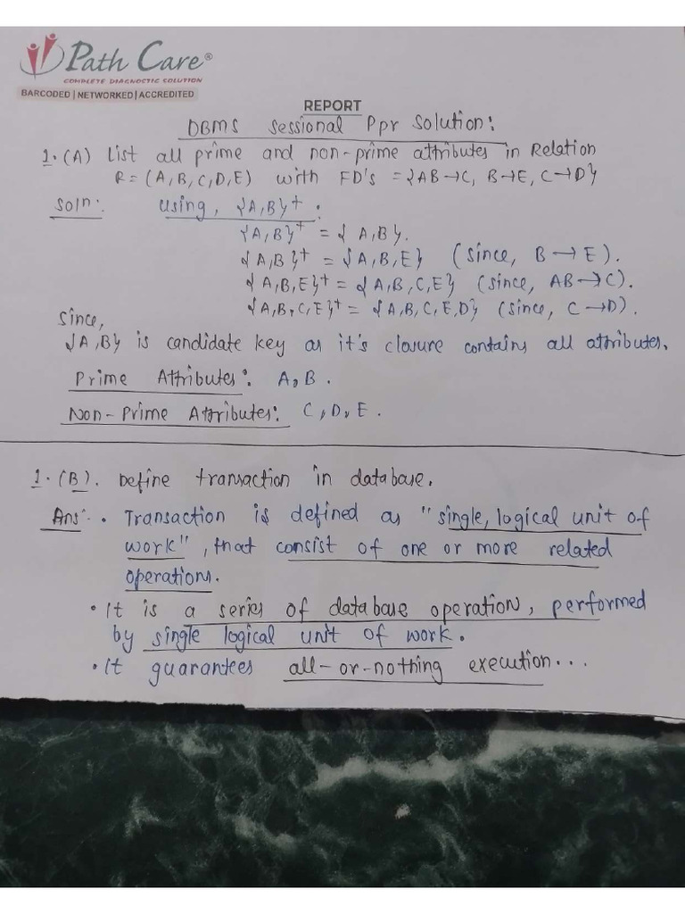 DBMS 2nd Sessional Solution | PDF