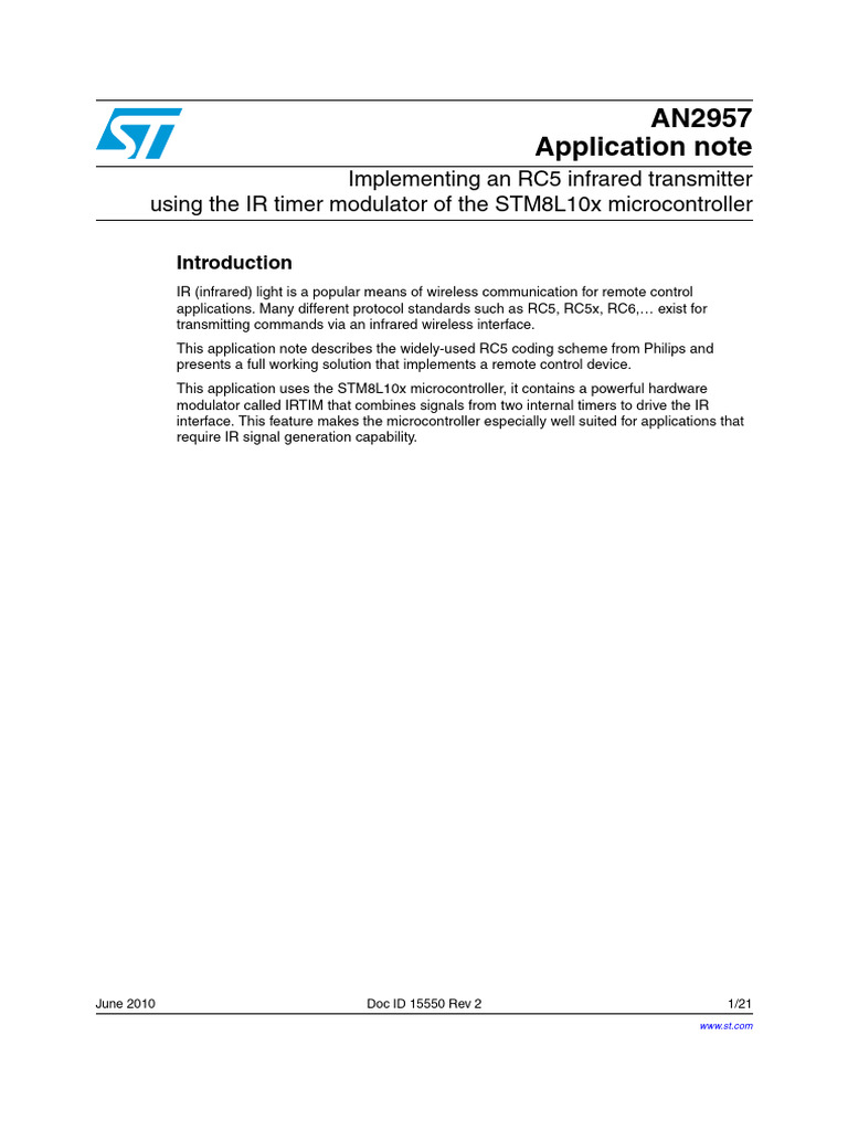 RC5 Infrared Transmitter Guide | PDF | Intellectual Property | Computer ...