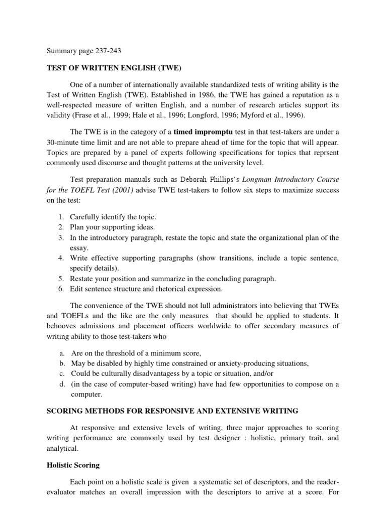 Test of Written English PDF Test Of English As A Foreign Language