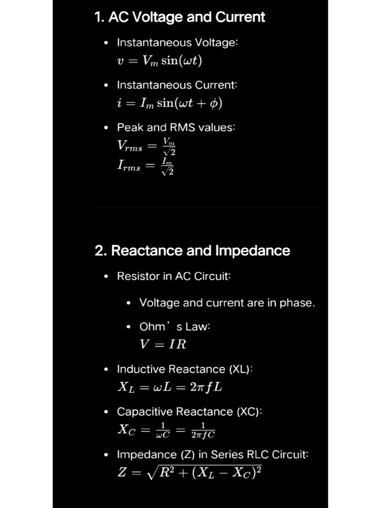 Ac Circuits Formula | PDF