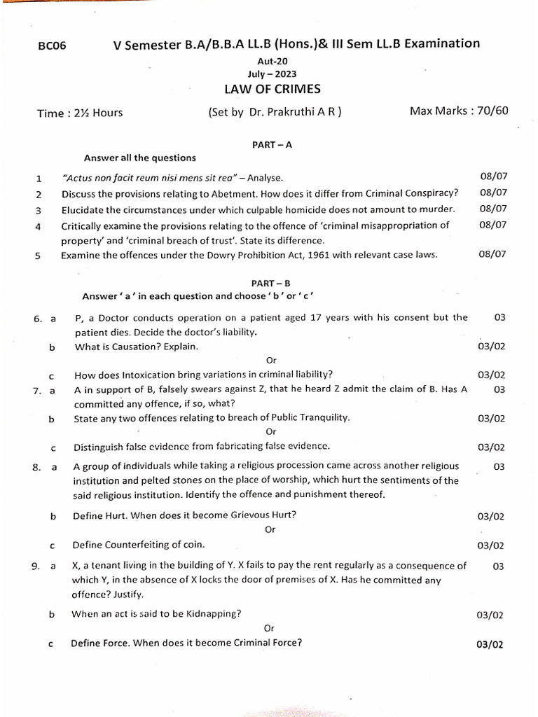 BNS Pyq 5 | PDF