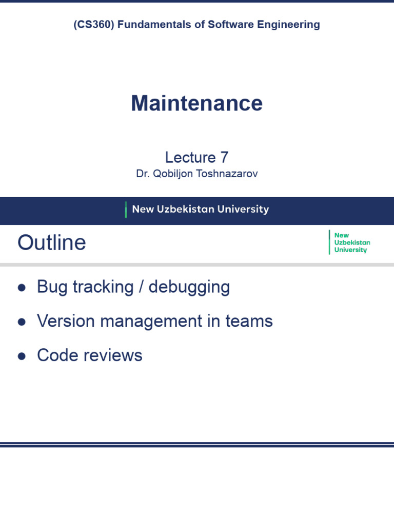 Lecture 7 - Maintenance | PDF | Software Bug | Debugging