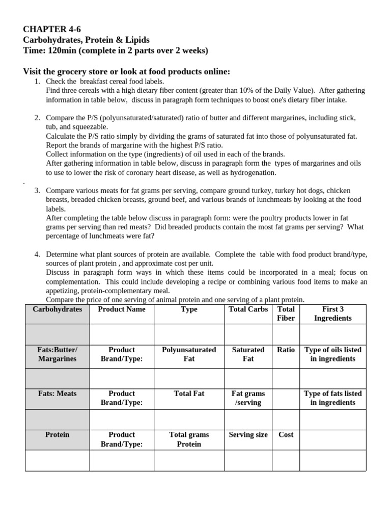 Chapter 4-6 Assignment | PDF | Fat | Margarine
