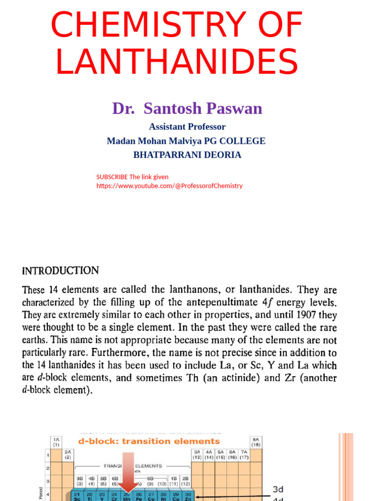 Chemistry and Isolation of Lanthanides | PDF | Lanthanide ...