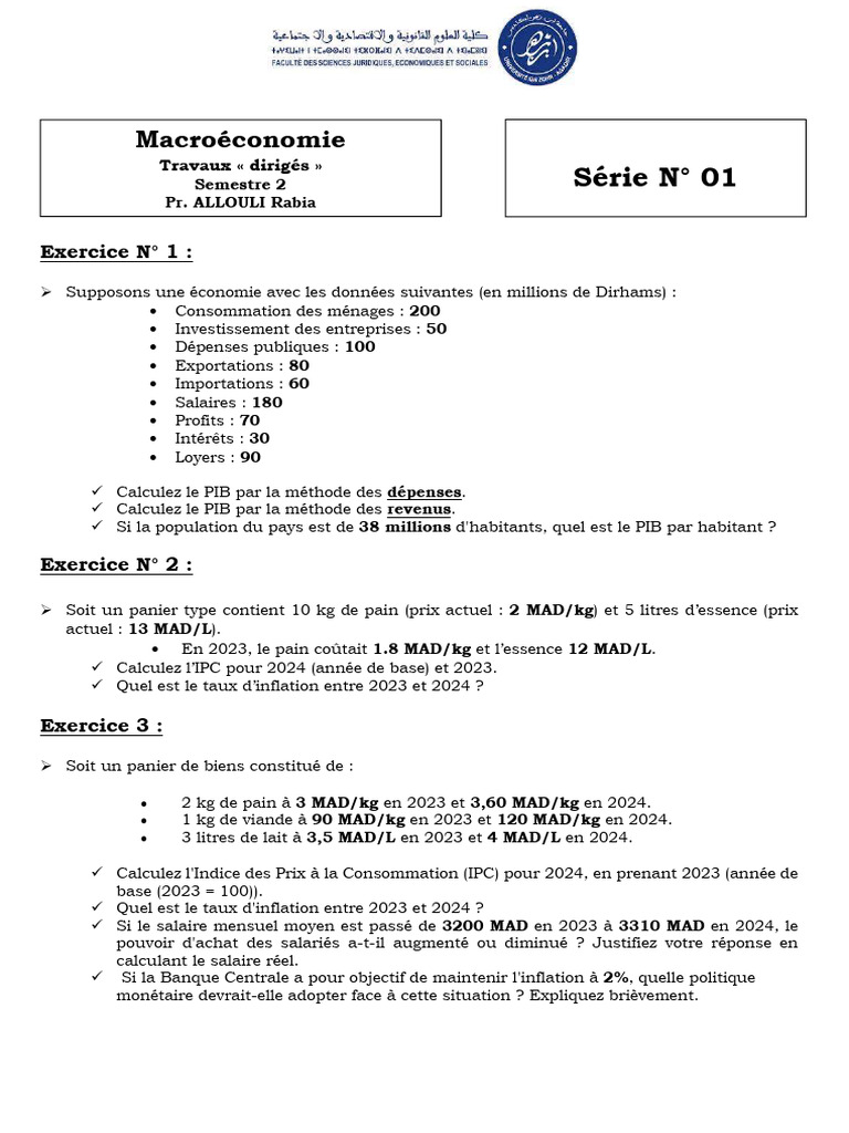 Exercices de macroéconomie et PIB | PDF | Économie monétaire | Économie ...